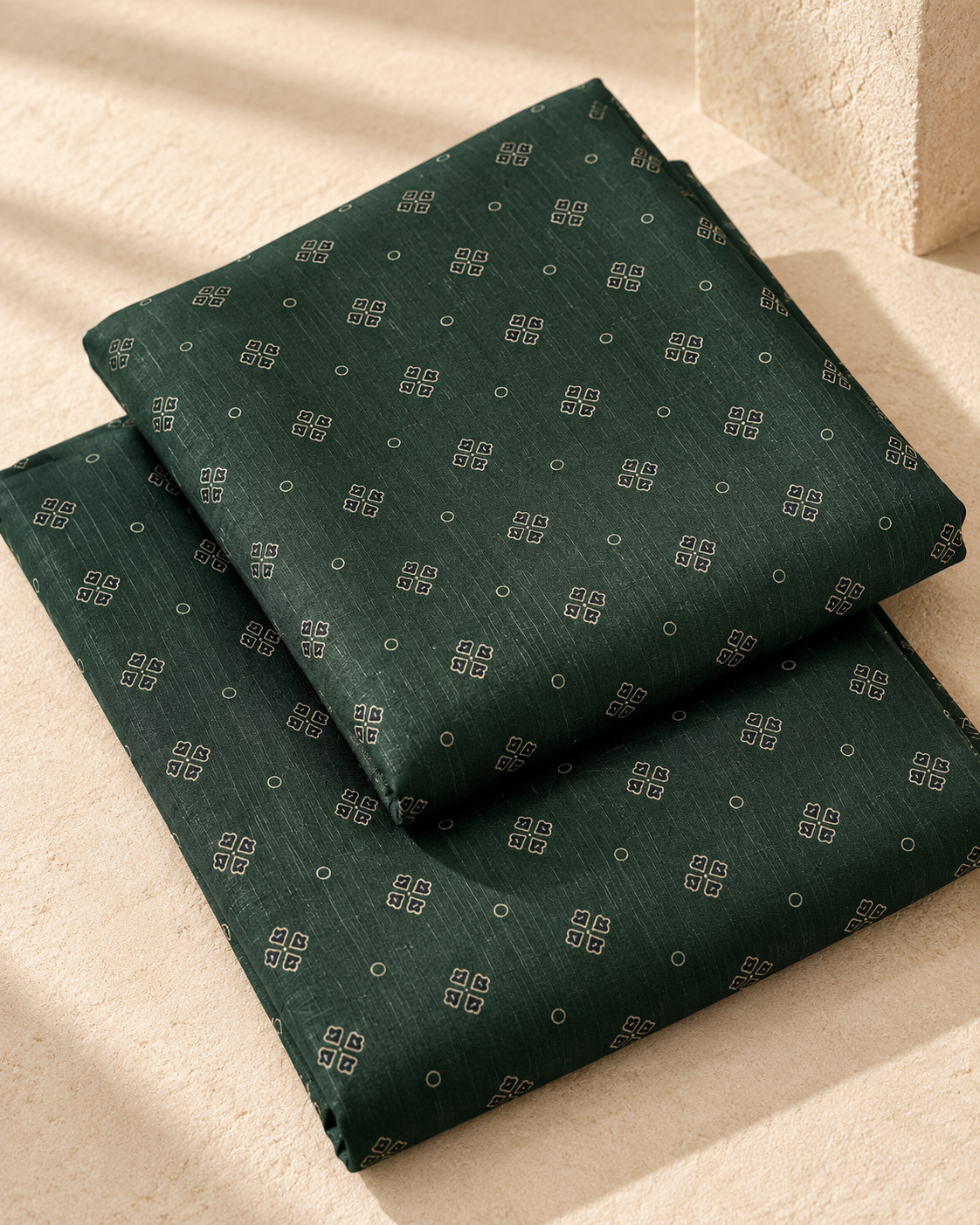 Forest Green 3-Piece Unstitched Printed Khaddar Suit