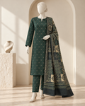 Forest Green 3-Piece Unstitched Printed Khaddar Suit
