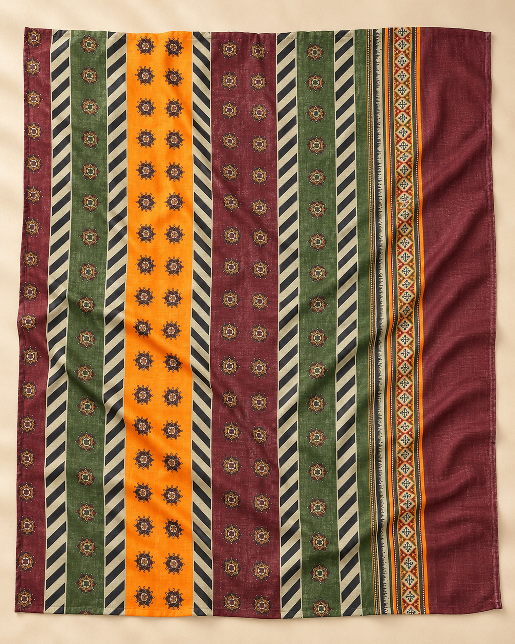 Multicolour Geometric Print 3-Piece Unstitched Printed Khaddar Suit
