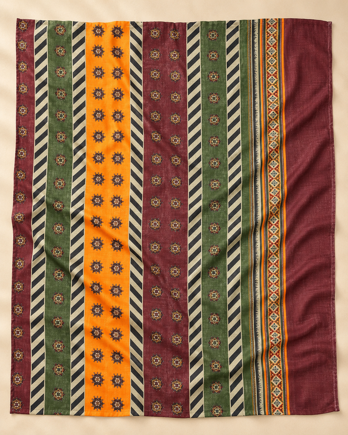 Multicolour Geometric Print 3-Piece Unstitched Printed Khaddar Suit