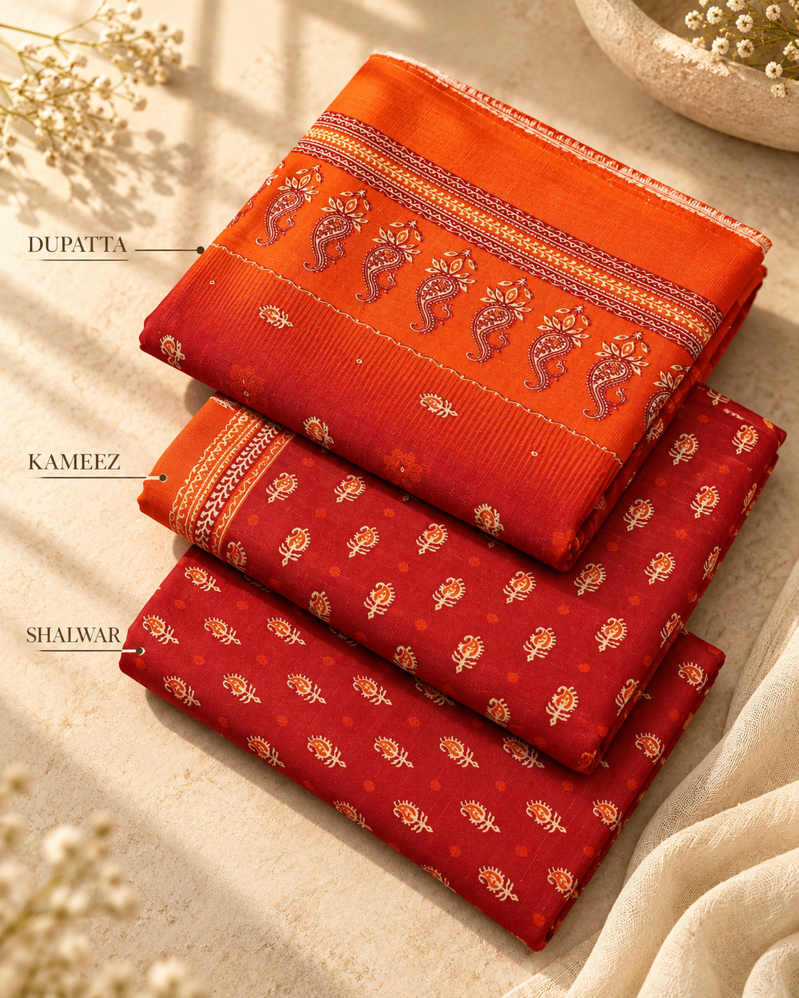 Scarlet Minimal 3-Piece Unstitched Printed Khaddar Suit