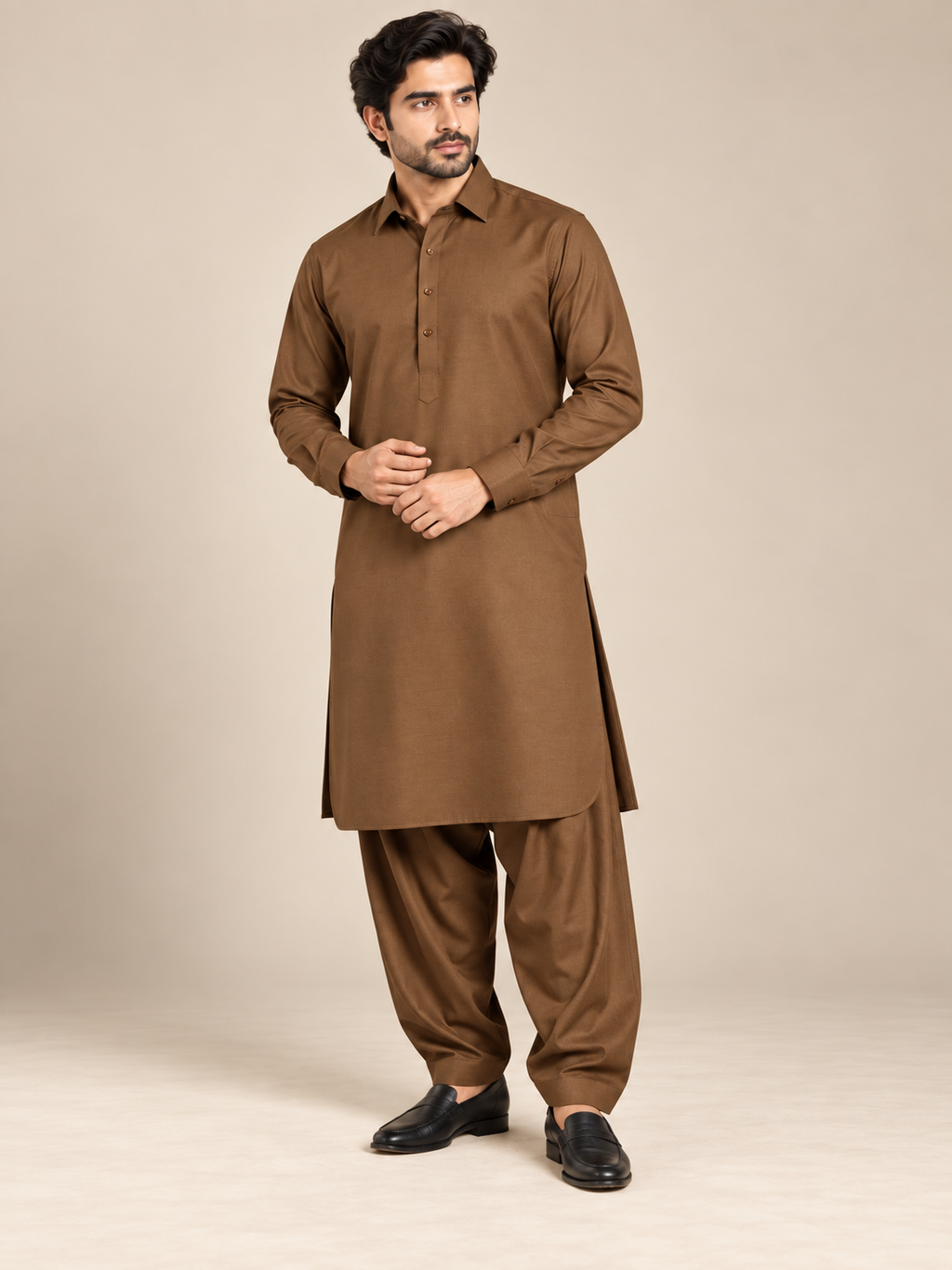 GOLDEN BROWN Double Irish Winter Fabric for Men
